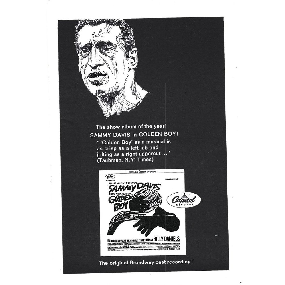 Sammy Davis Golden Boy Capitol Records AD 1960s Vintage Print Ad 9 in Broadway